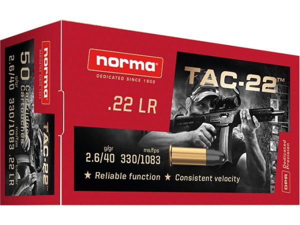 Norma TAC-22 Ammunition 22LR 40 Grain Lead Round Nose - 22lr