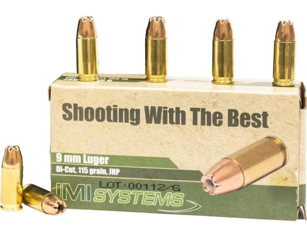 IMI 9mm Luger Ammo 115 Grain Jacketed Hollow Point - 9mm