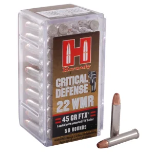 Buy Hornady Critical Defense 22 Winchester Magnum Rimfire (WMR) Ammo 45 Grain Hornady FTX Polymer Tip for sale
